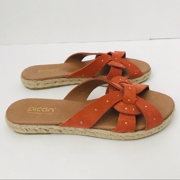 New! Picón Handmade in Spain Leather Espadrilles Straw Braided Sandals - Picture 1 of 11